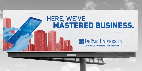 "Here, We Do." College of Business billboard